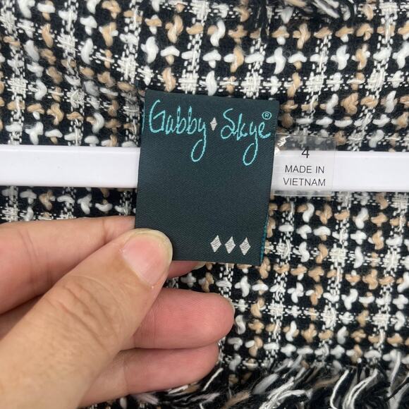 Gabby Skye Tweed Dress Sz 4 Ivy Preppy Academia 60s Mod Style Pearl Fringe Trim - Picture 10 of 12